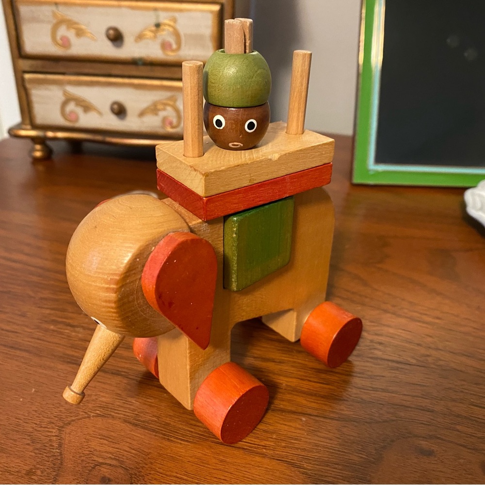 Vintage Wood Push Toy and Puzzle